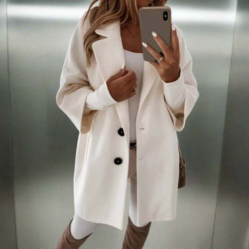 Valenzora - Women's chic oversized coat in ivory