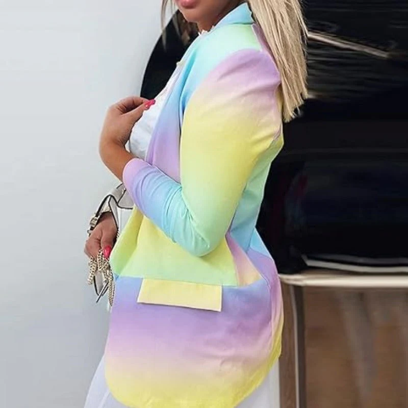Valenzora | Damen Ombre Blazer, offene Vorderseite, Langarm, lässige Passform