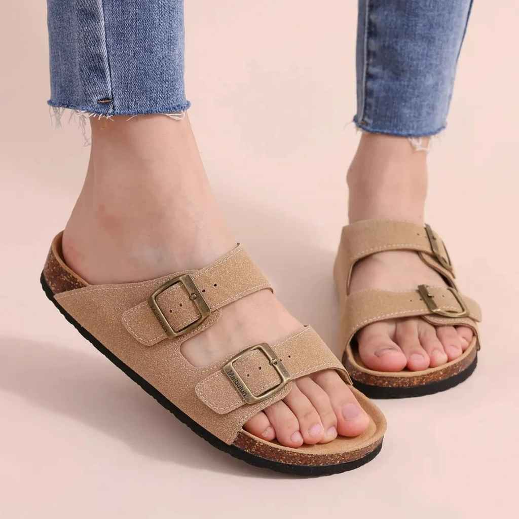Valenzora | Suede Women's Sandals with Double Strap