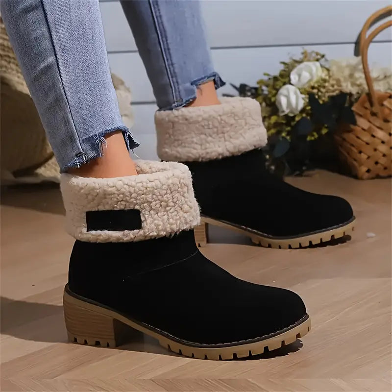 PLUSH-LINED WINTER PLATFORM ANKLE BOOTS
