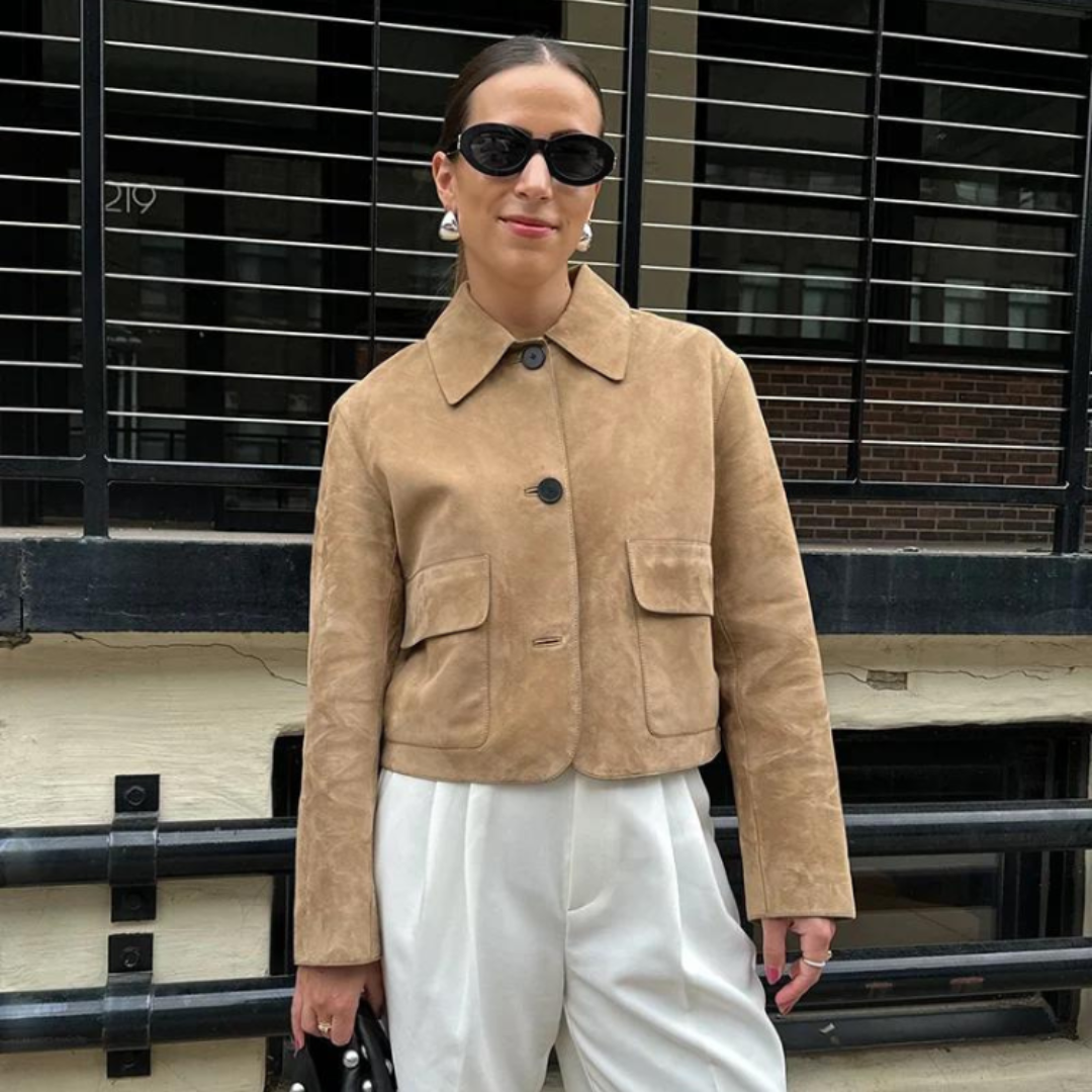 Valenzora | Beige Lederjacke