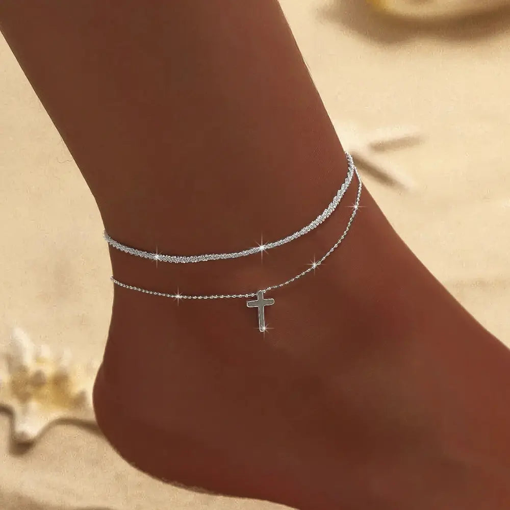 Valenzora | Chic Silver/Gold Double Anklet