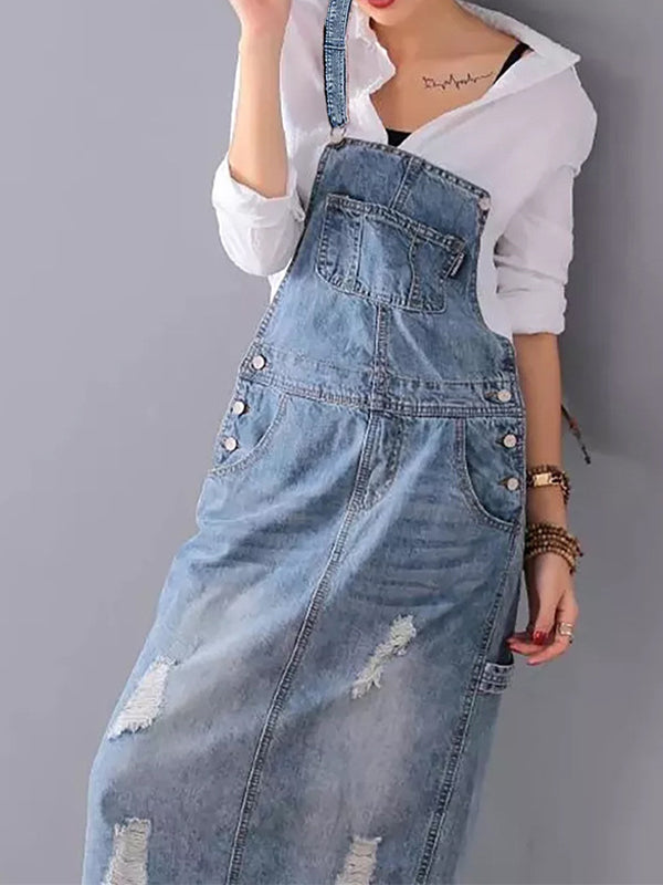 Valenzora | Casual denim pinafore dress