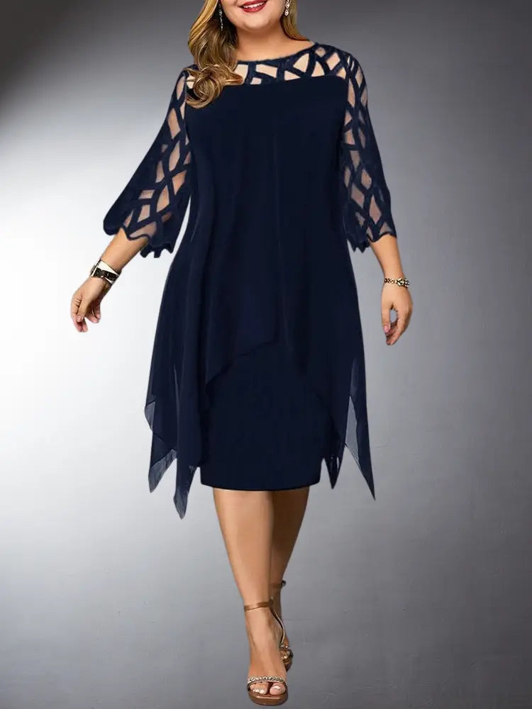 Valenzora | Elegant Plus Size Lace Midi Dress