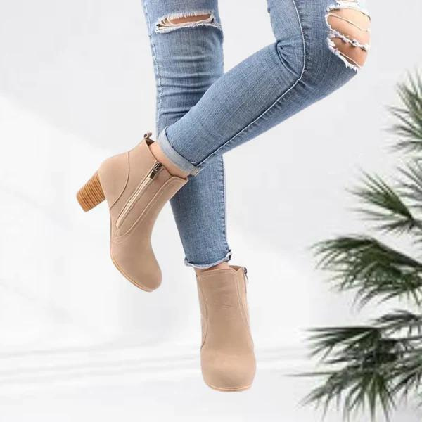 Valenzora | Damen Ankle Boots aus Wildleder, bequemer Blockabsatz, seitlicher Reißverschluss