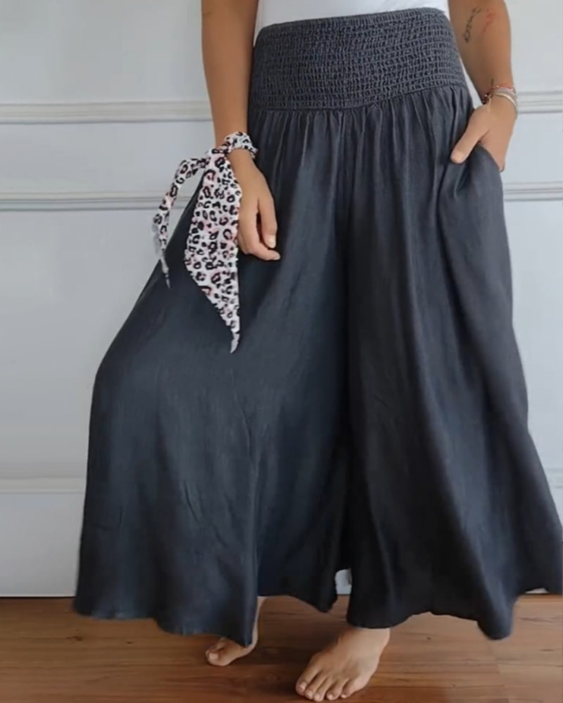 Valenzora | Trousers with elasticated waistband and wide legs