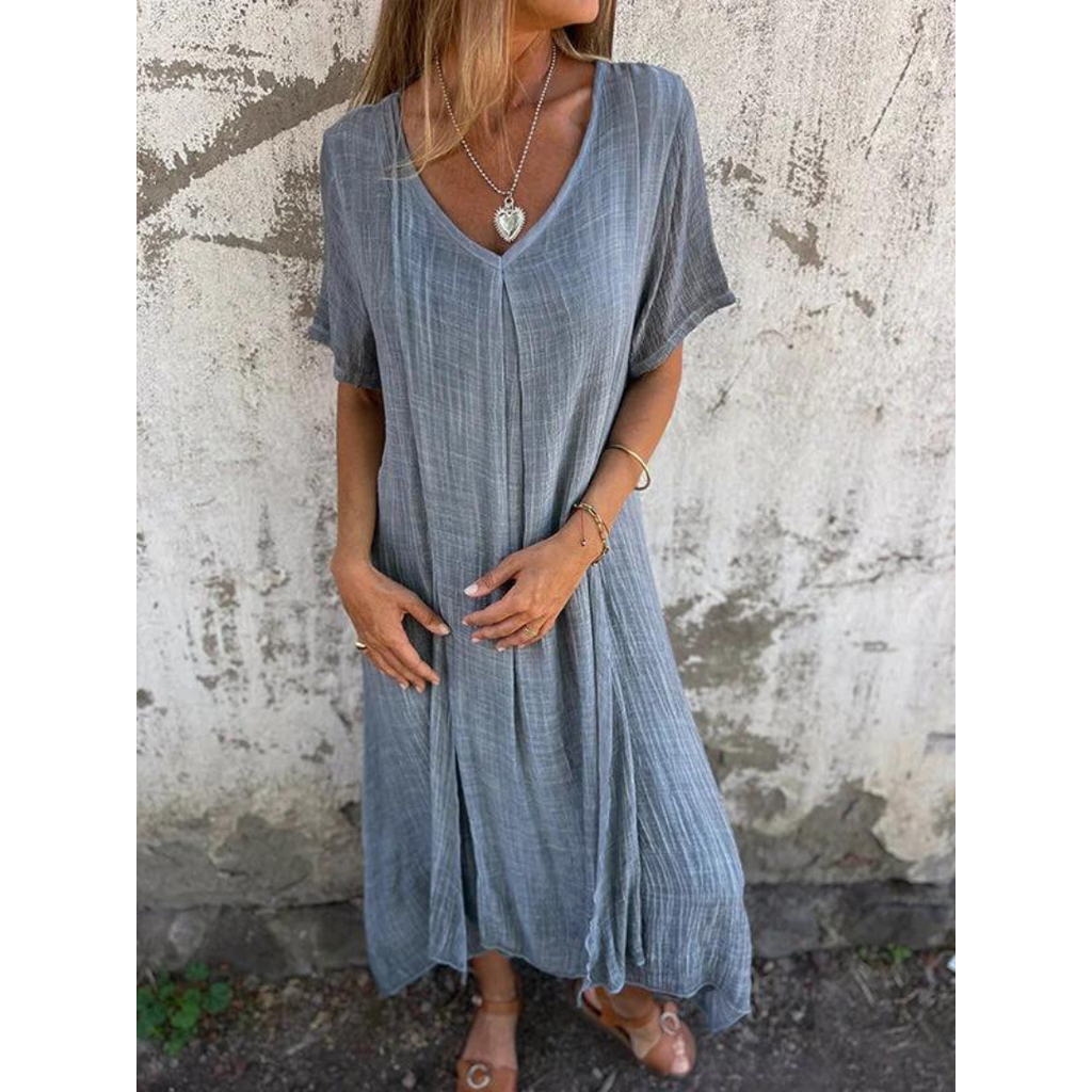 Leinen-luftiges, locker sitzendes Boho-Sommerkleid für Damen