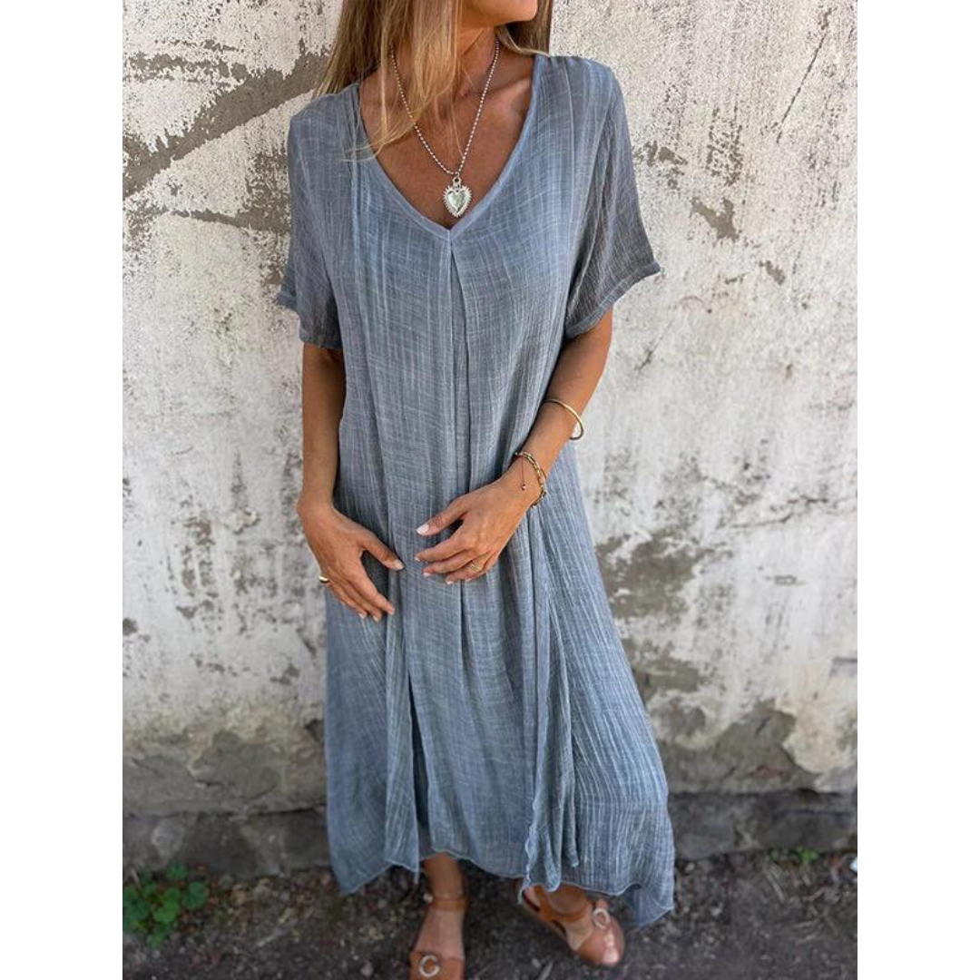 Leinen-luftiges, locker sitzendes Boho-Sommerkleid für Damen