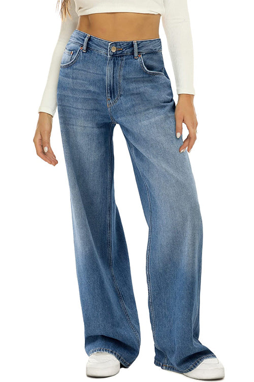 Valenzora | Rosiedress Casual Wide Leg Trousers Made of Ripped Denim