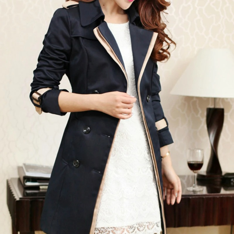 Valenzora | Eleganter, taillierter Damen-Trenchcoat mit doppelreihiger Knopfleiste, mittellang