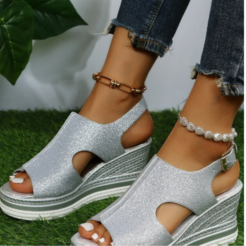 Valenzora | Chic glitter wedge sandals