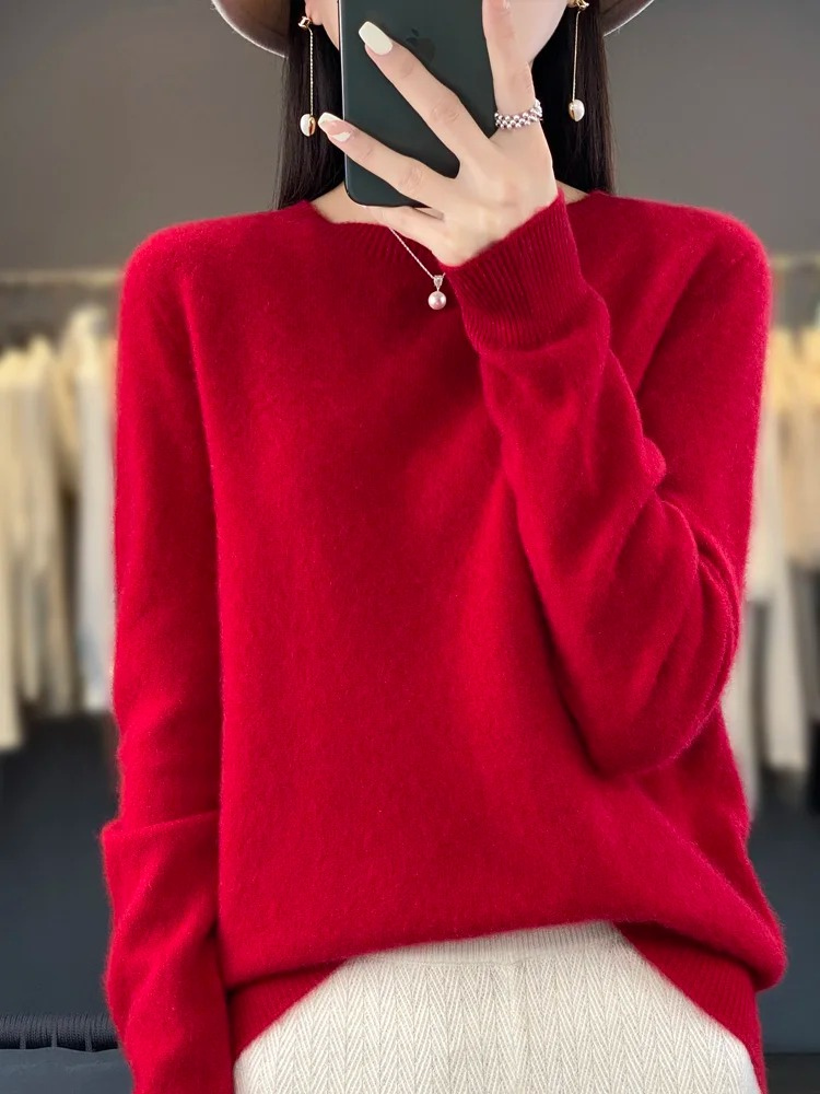 Valenzora | Women's Cashmere Sweater, Round Neck, Soft and Elegant Knit Sweater
