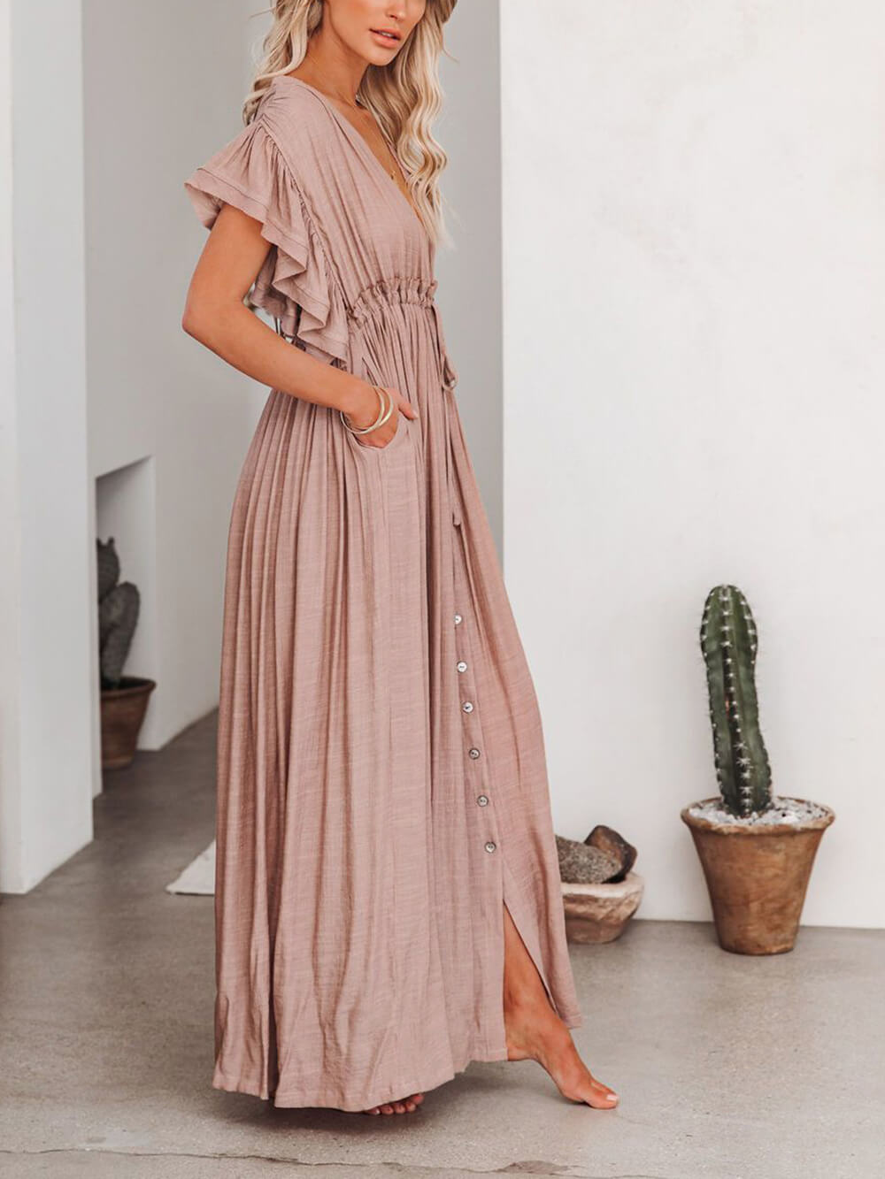 Valenzora | Maxikleid im Tunika-Stil mit kurzen Ärmeln für Damen