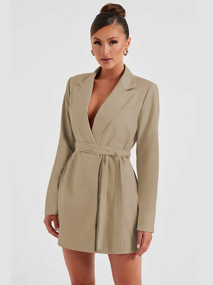 Valenzora | Black blazer dress with V-neck