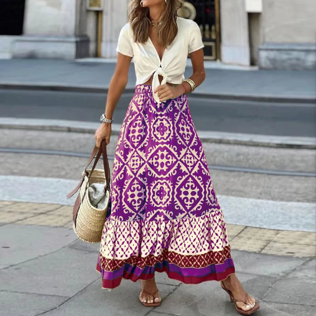 Valenzora | Trendiger Rock mit hoher Taille und geometrischem Muster