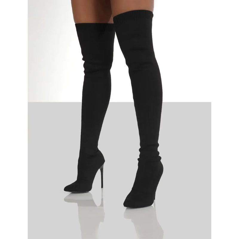 Valenzora | Overknee-Stretch-Stiefel mit Stilettoabsatz, elegante Damenstiefel
