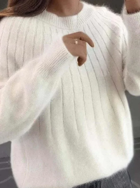 Fluffy cashmere blend knitted sweater