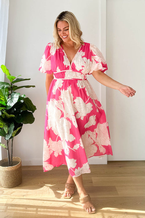 Valenzora | Real Love Print Puff Sleeve Maxi Dress