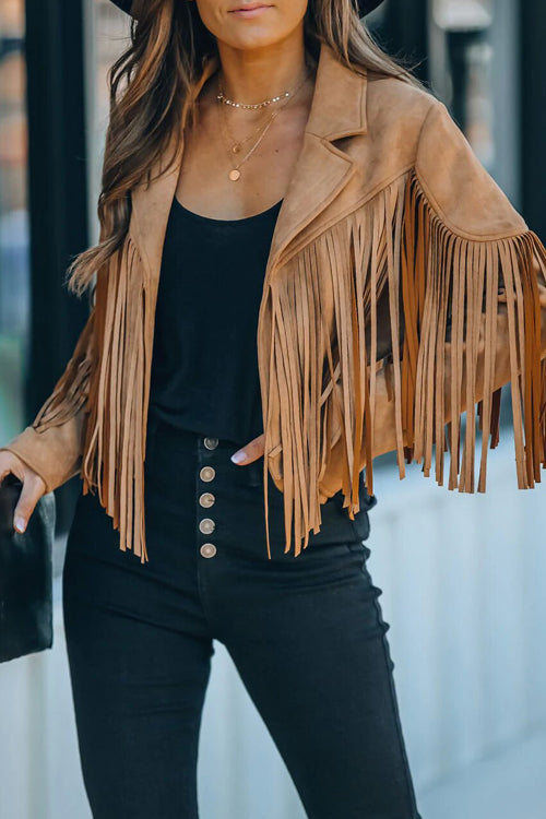 Valenzora | At Your Best Fringe Edge Faux Suede Shacket