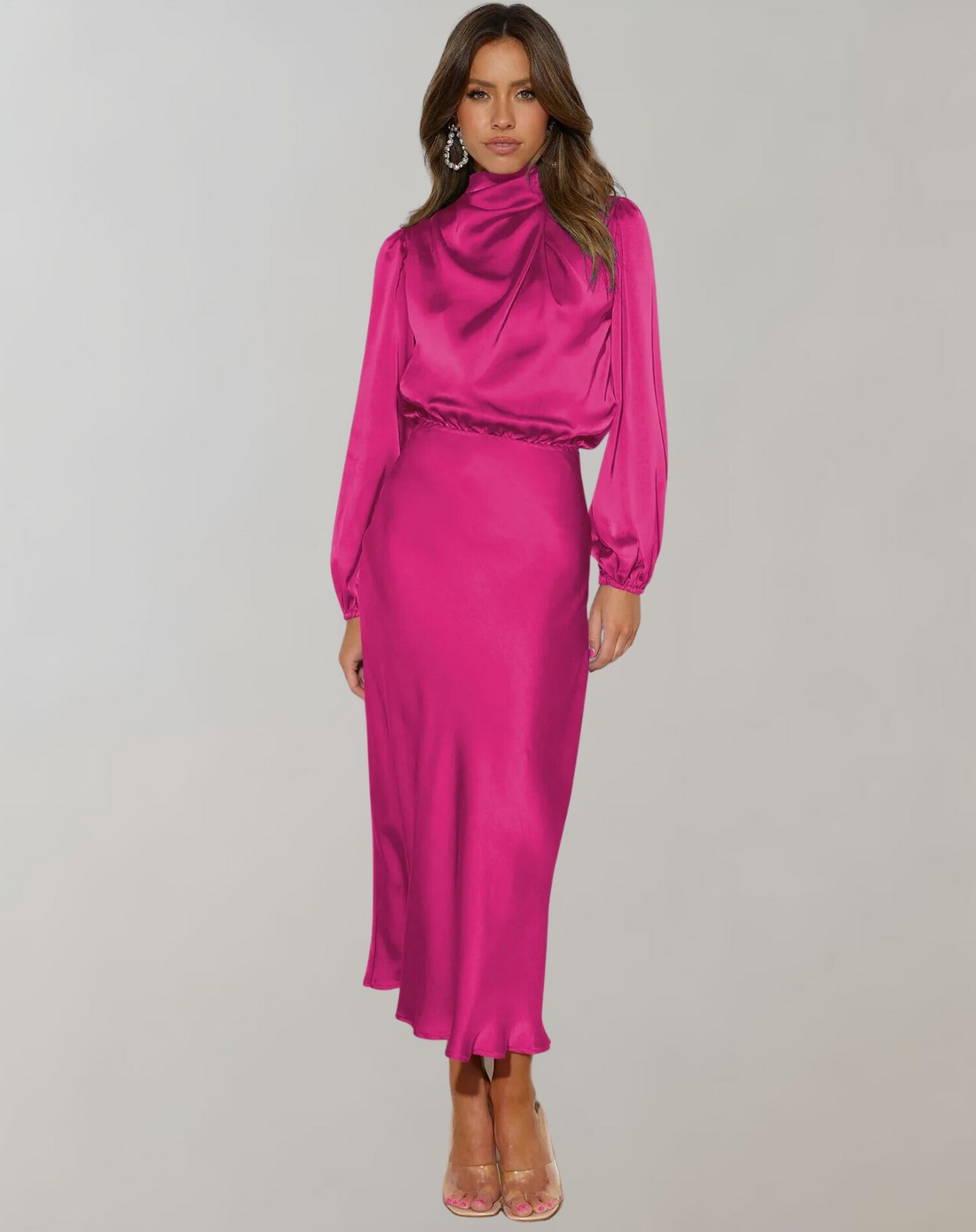Valenzora | Elegantes Abendkleid für Damen, lang, langärmlig