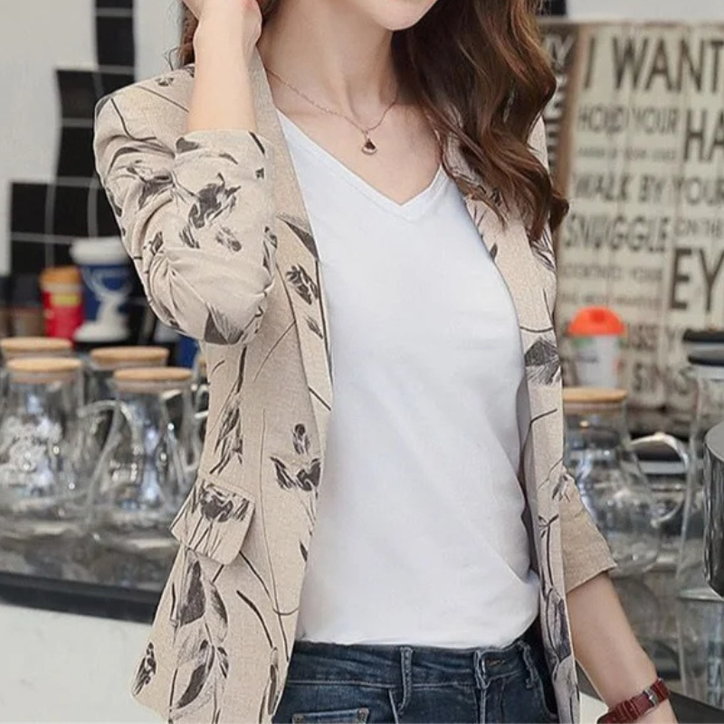 Valenzora | Damen Blazer mit Blumenmuster – perfekt für Frühling und Sommer