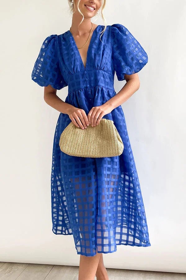 Valenzora | Midi dress with puff sleeves