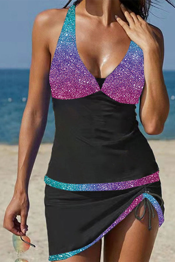 Valenzora | Julissa Leopard Front Tankini-Set mit Tunnelzug