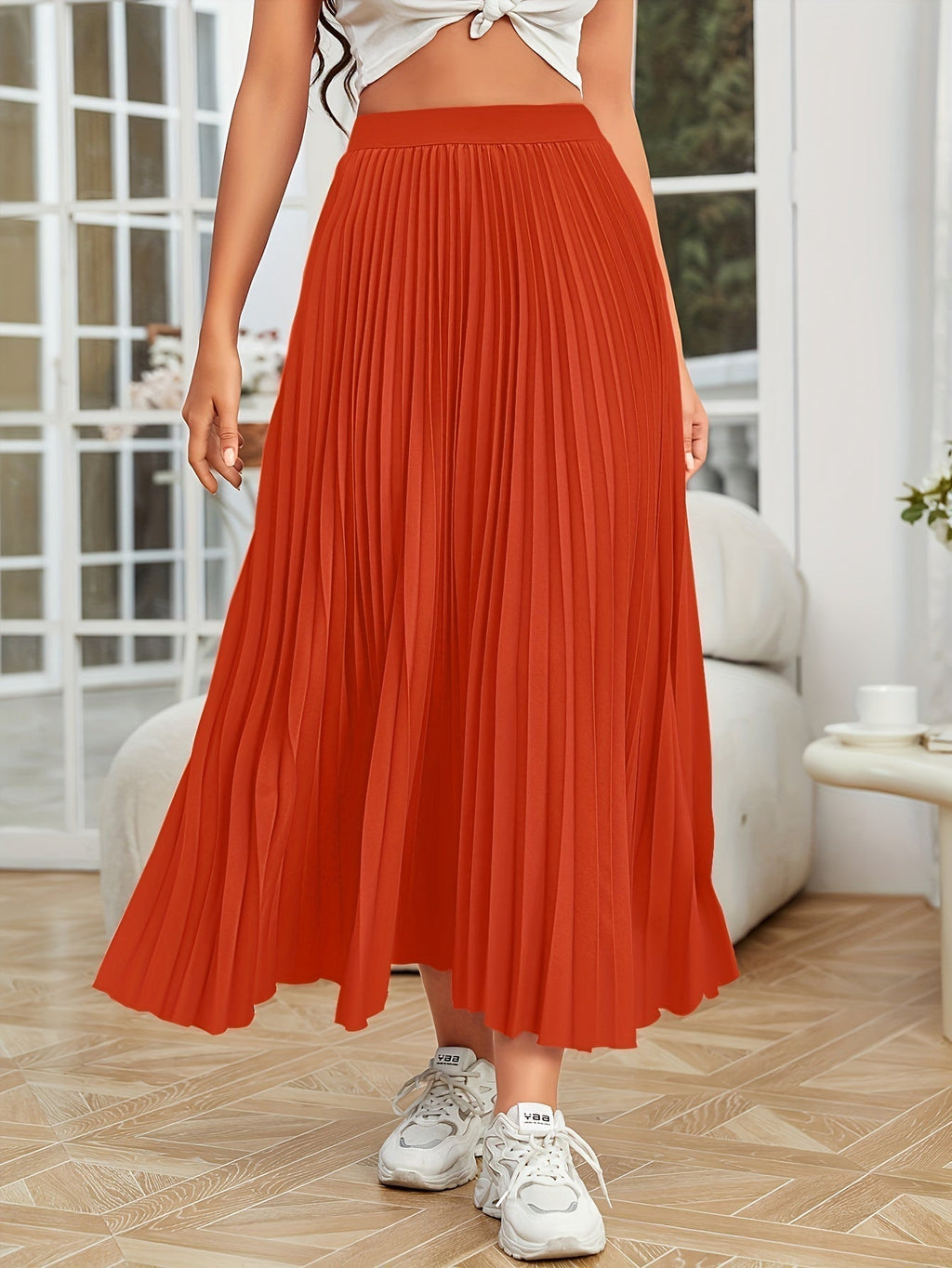 Valenzora | Pleated plain curly skirt