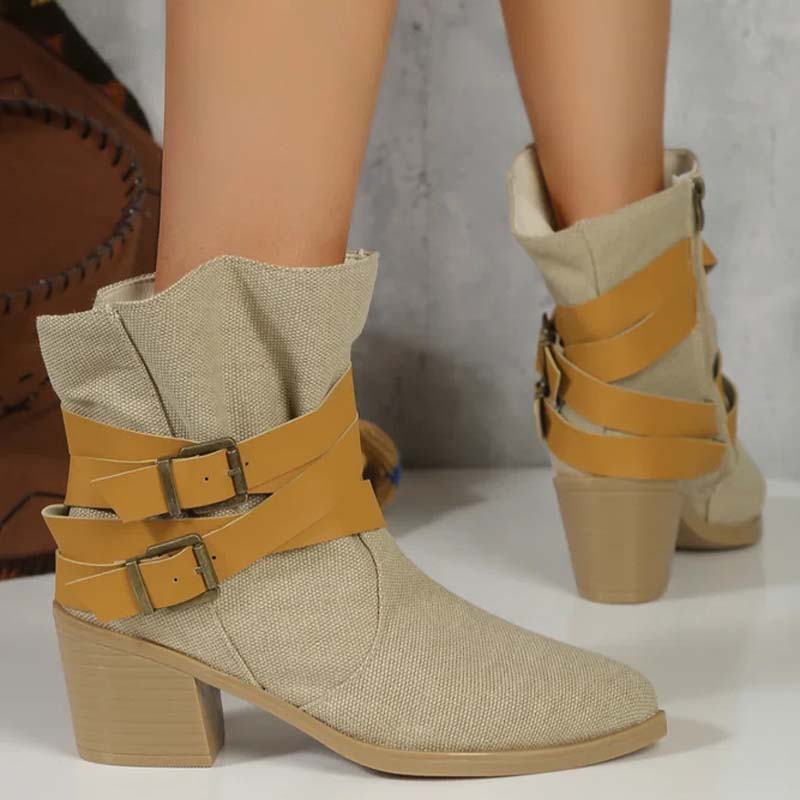 Valenzora | Vintage Boots with Chunky Heel