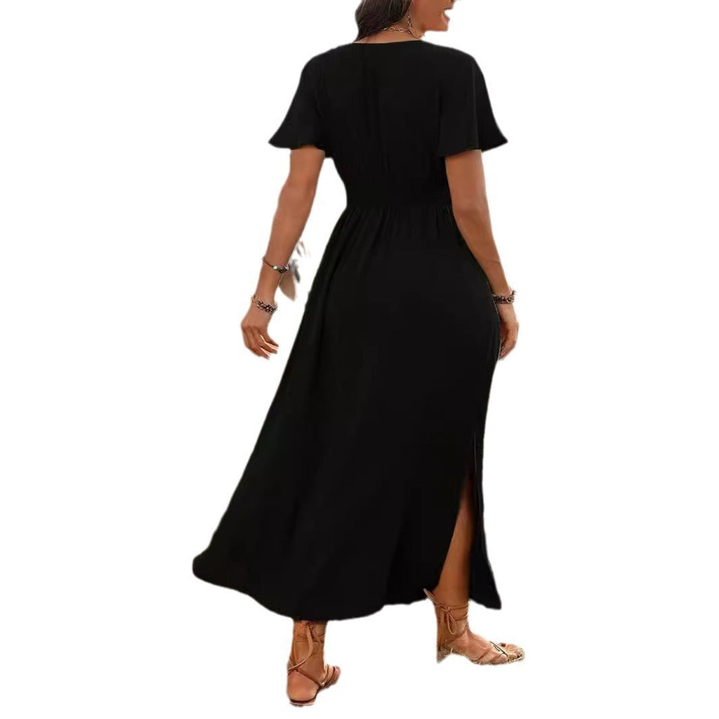 Valenzora | Elegantes kurzärmliges Kleid mit Stehkragen