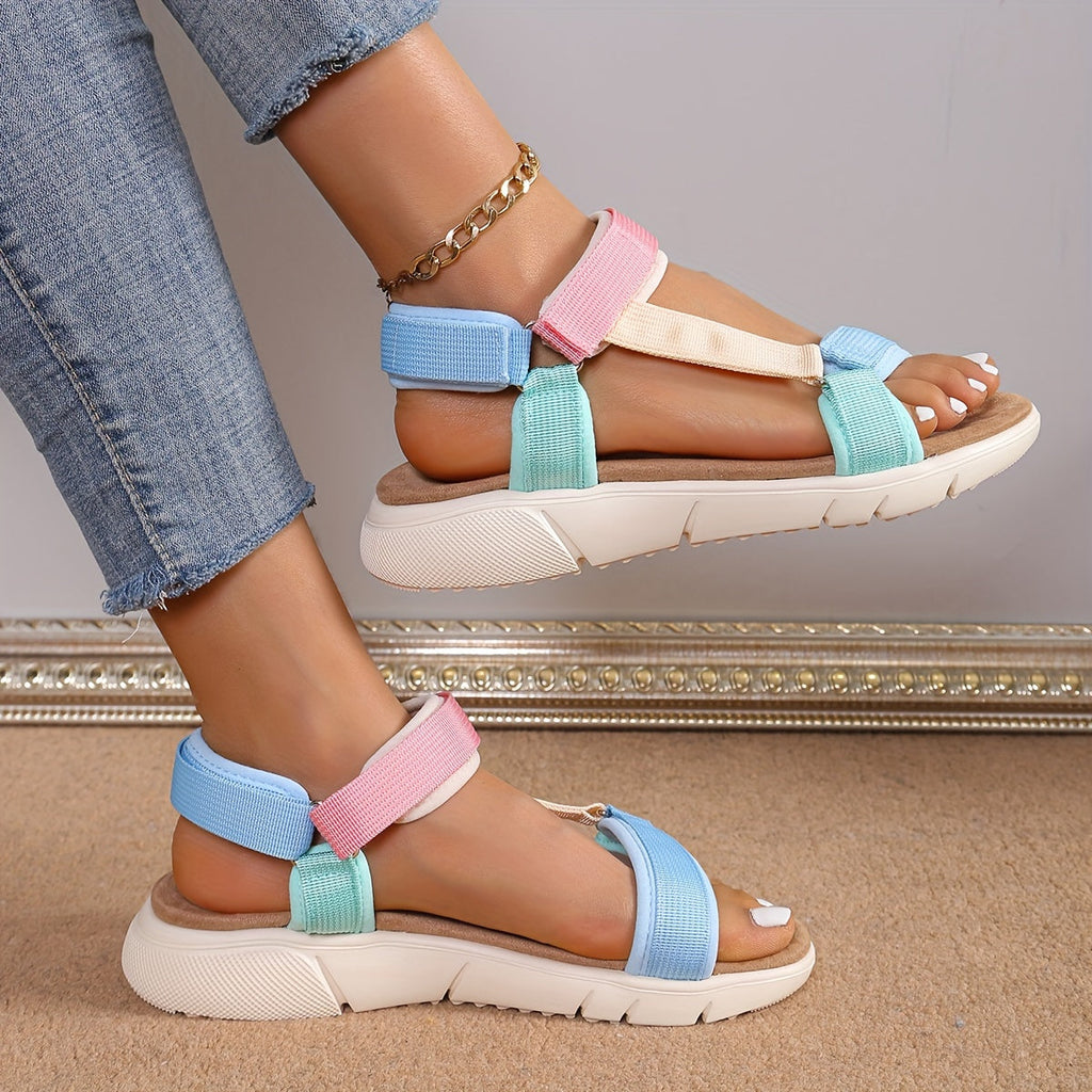 Valenzora | Damen-Sandalen: Colour-Block, rutschfest, elegant, leicht, Outdoor, Sommer