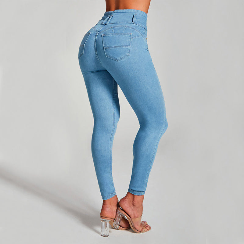 Valenzora High-Waist-Jeans mit engem Stretch-Schnitt und Po-Lifting-Effekt
