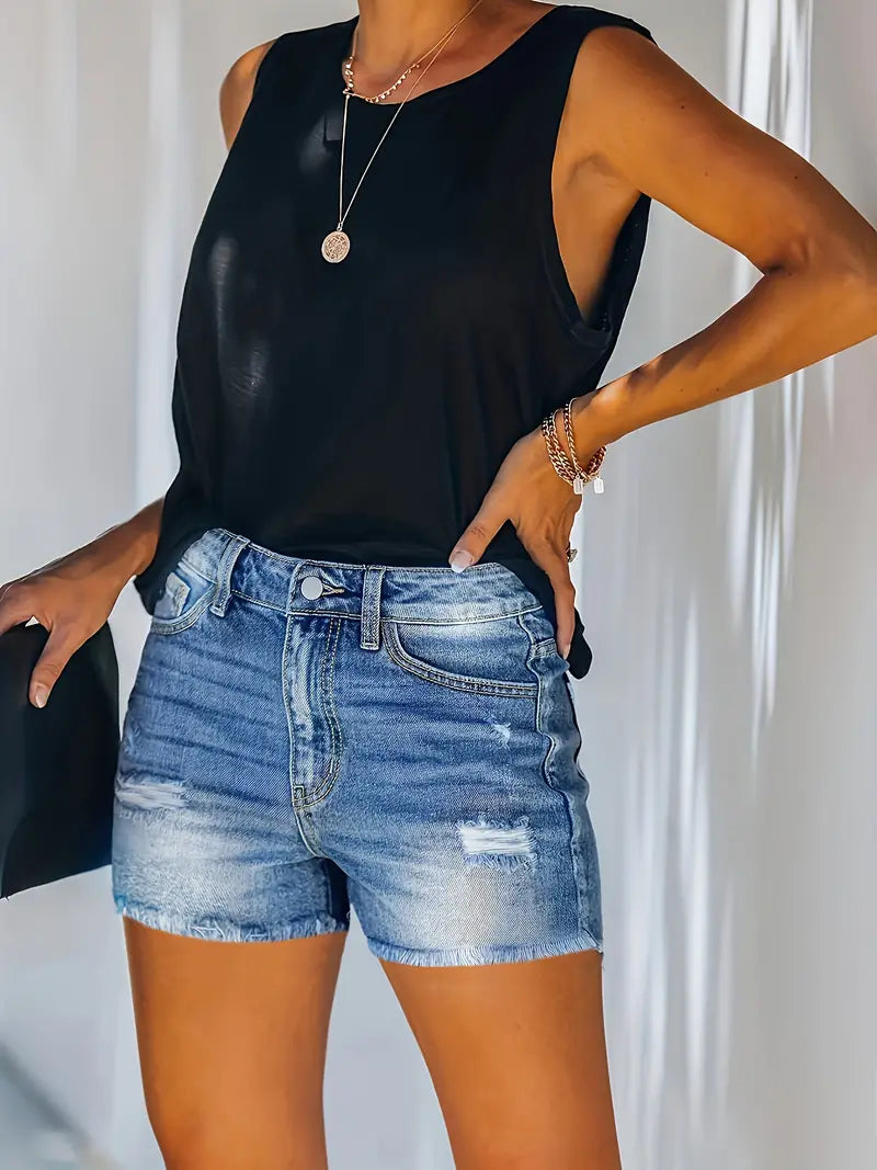 Valenzora | Spring/Summer Ribbed Denim Shorts
