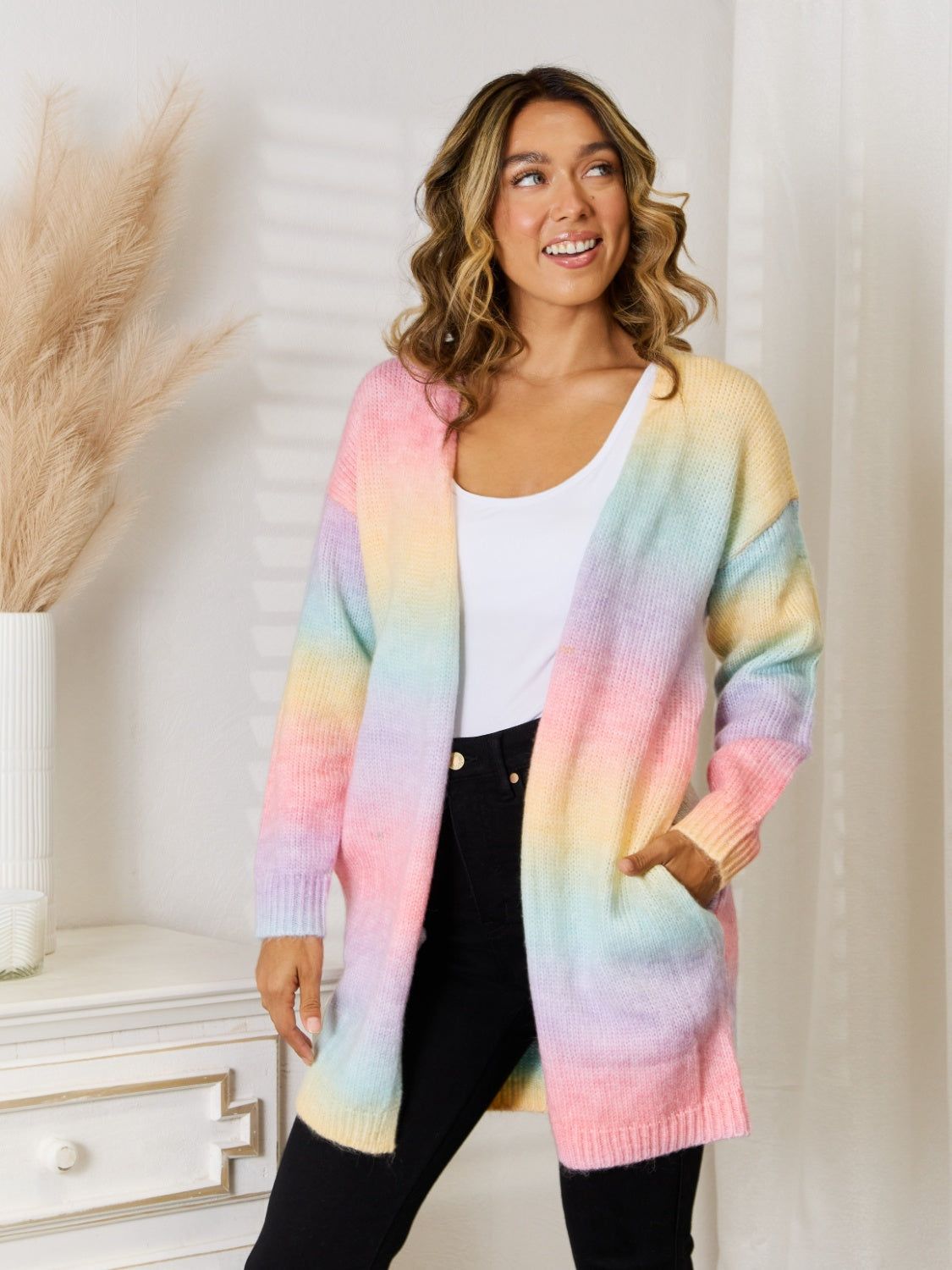 Valenzora | Angel Wings Full Size Gradient Open Front Cardigan