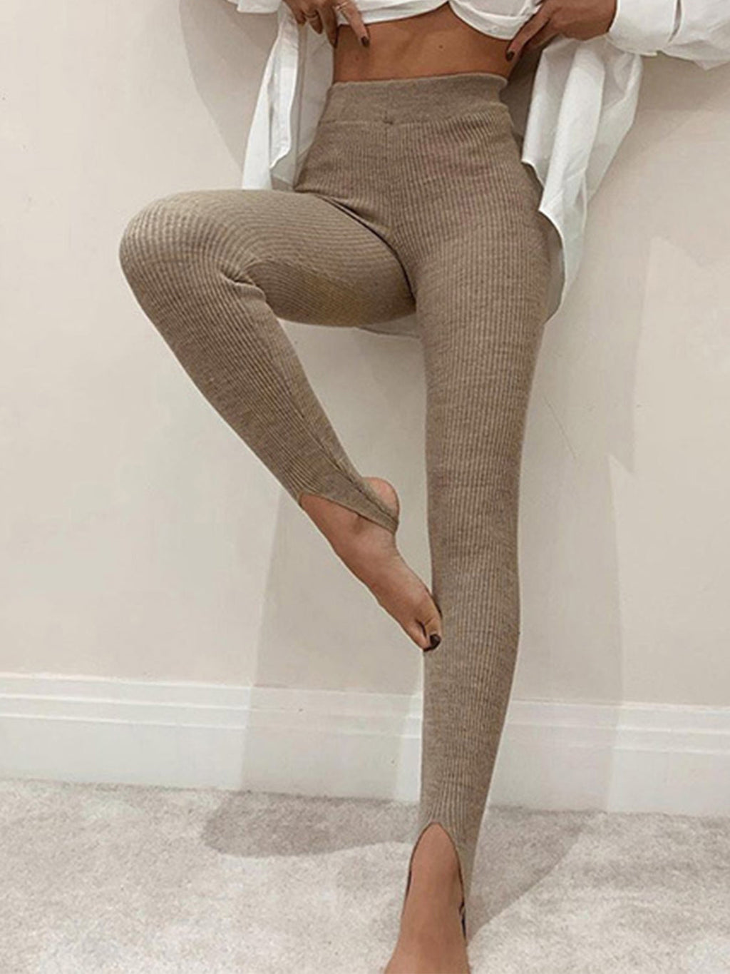 Valenzora | Freizeit Gerippte Mid-High Leggings für Damen