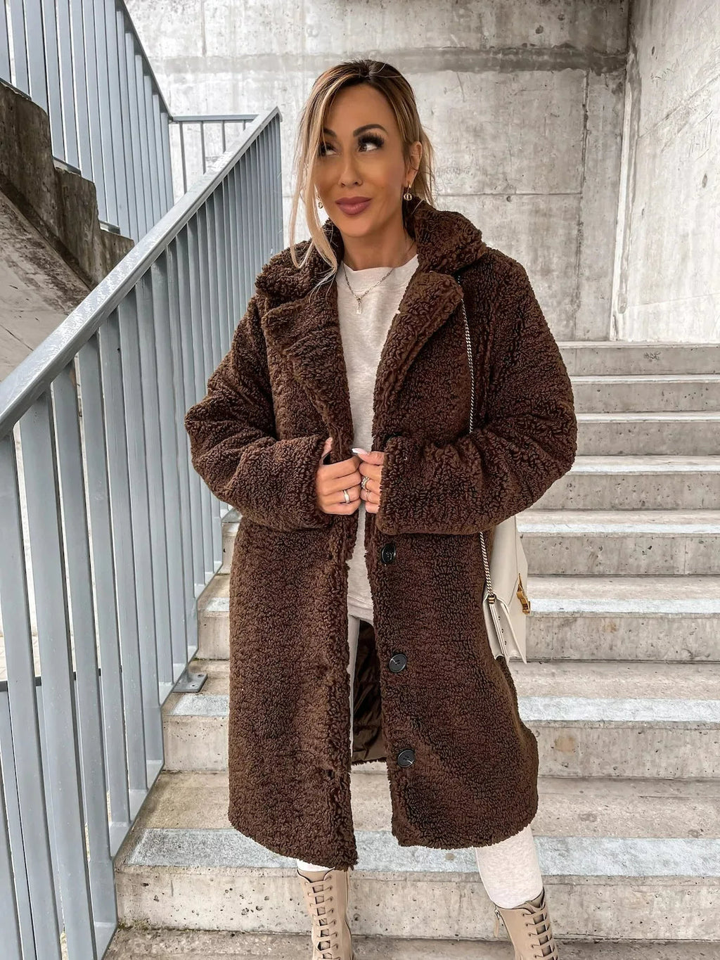 Plush trench coat