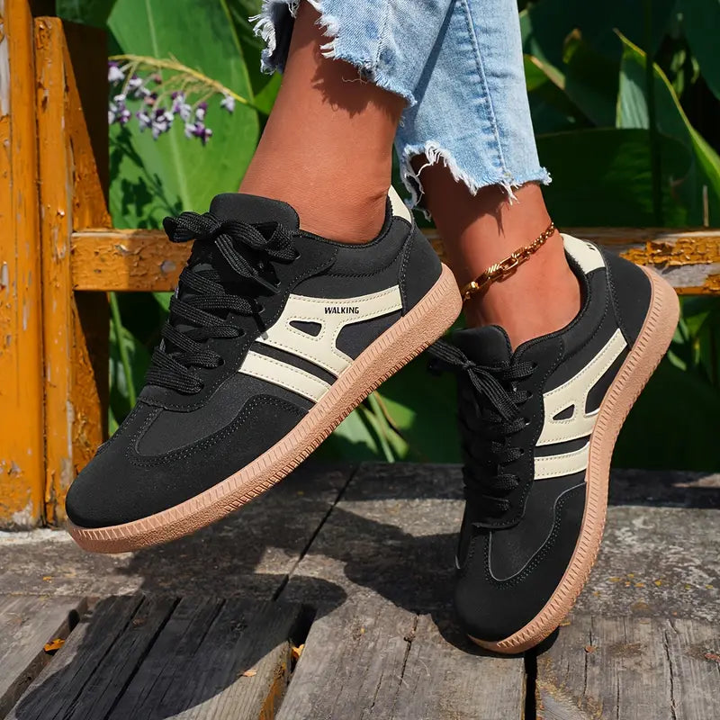 Valenzora | Women's Casual Low Heel Sneakers, Lace-Up Fashion Shoes