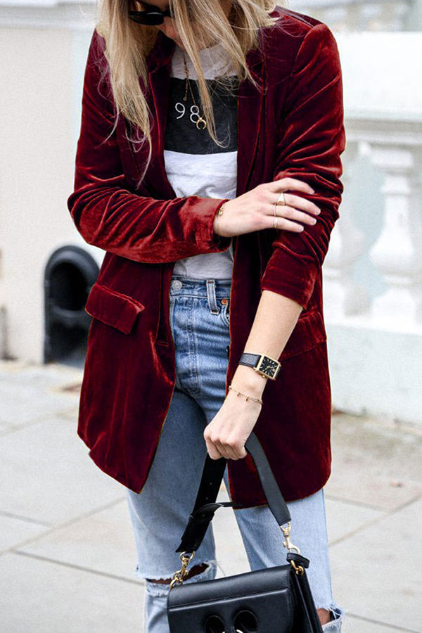 Valenzora | Velvet blazer with a chic tailored cut for women