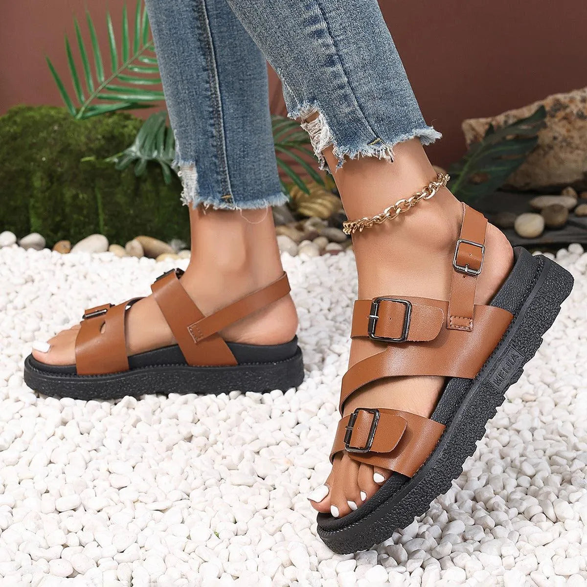Valenzora | Damen-Sandalen mit dicker Sohle, lässig