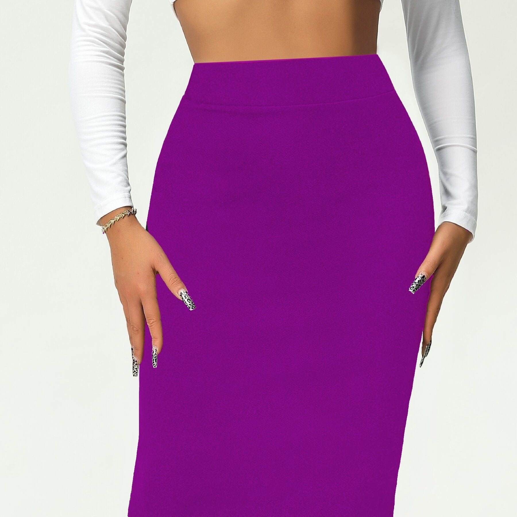 Valenzora | Solid Color High Waist Pencil Skirt