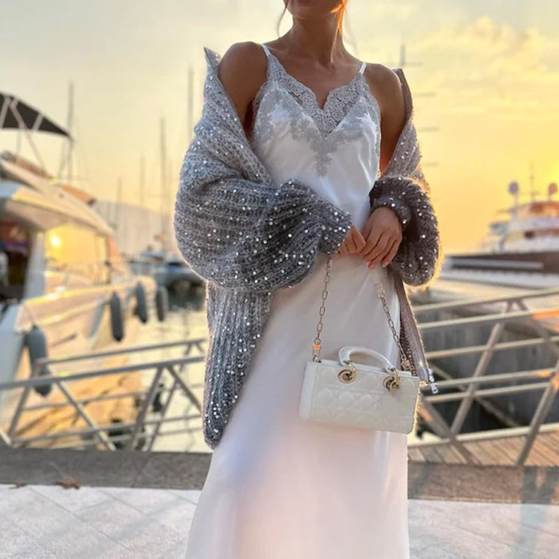 Valenzora | Strickjacke mit Glitzerpailletten