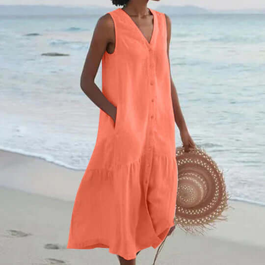 Valenzora | Soft Pink Linen-like Dress