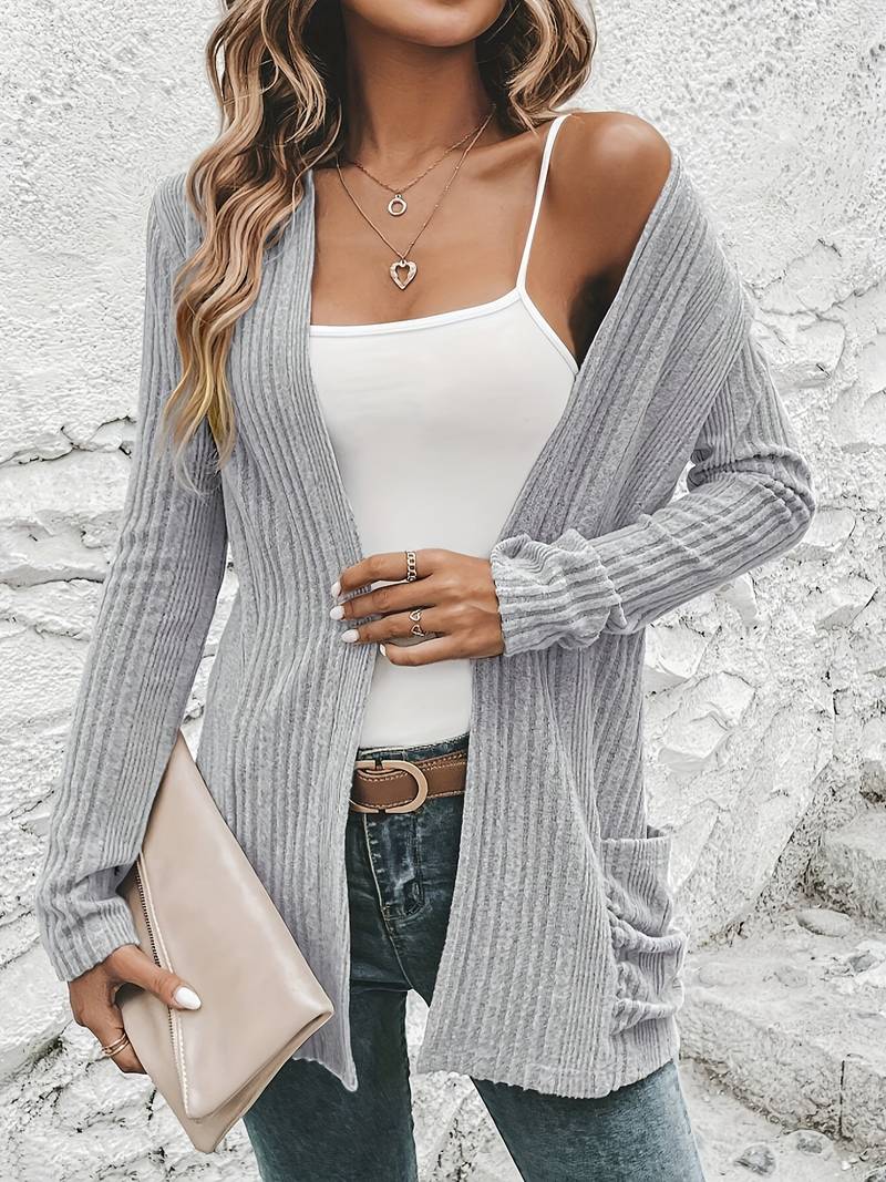 Valenzora | Long-sleeved cardigan with open front and two pockets