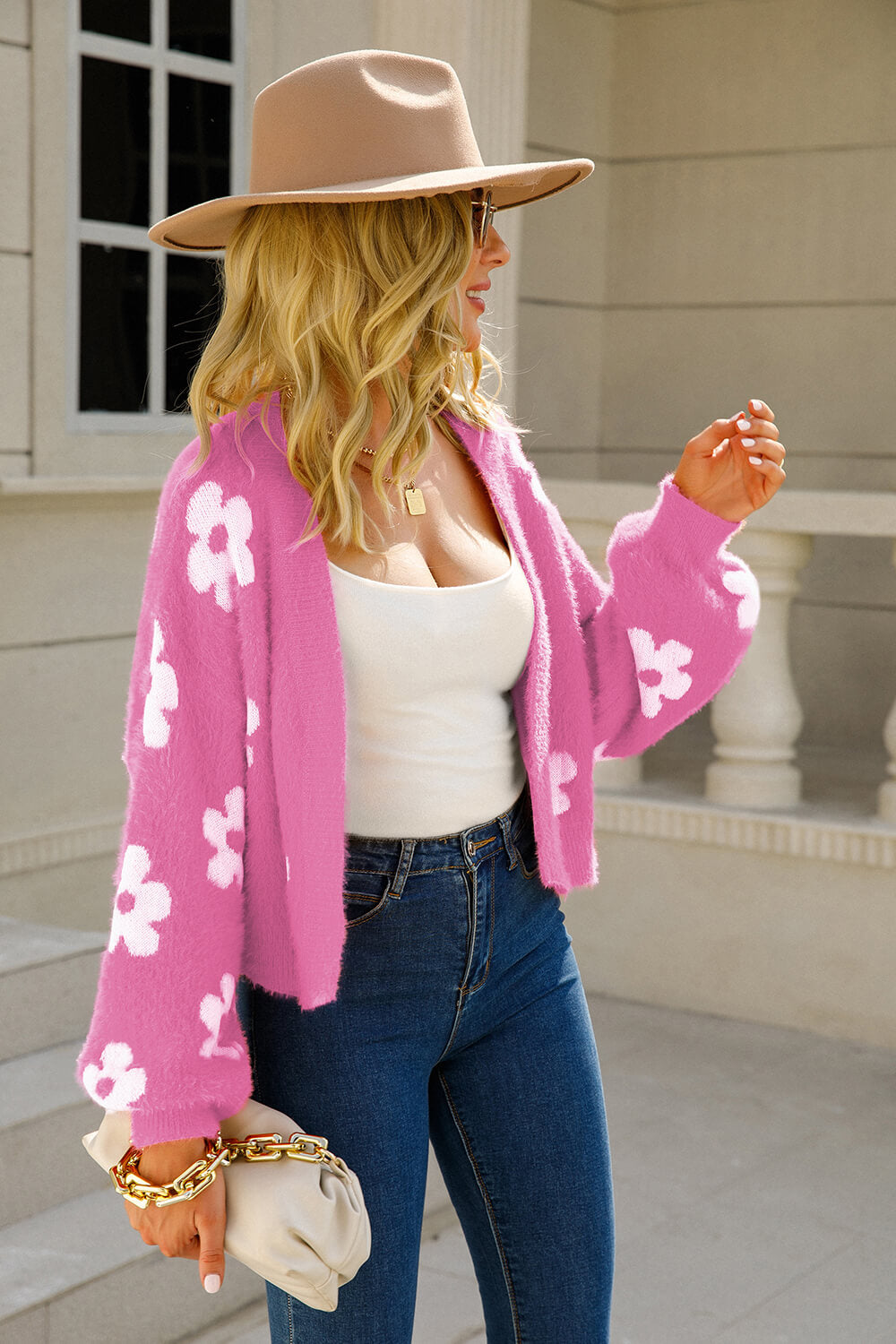Valenzora | Cozy Floral Fuzzy Cardigan