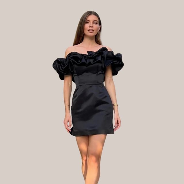 Valenzora | Carmen-Cocktailkleid mit Rüschen