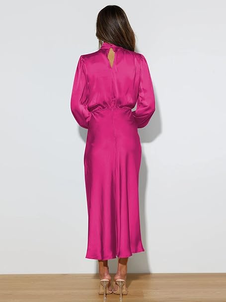 Valenzora | Satin Dress with Long Sleeves for Women
