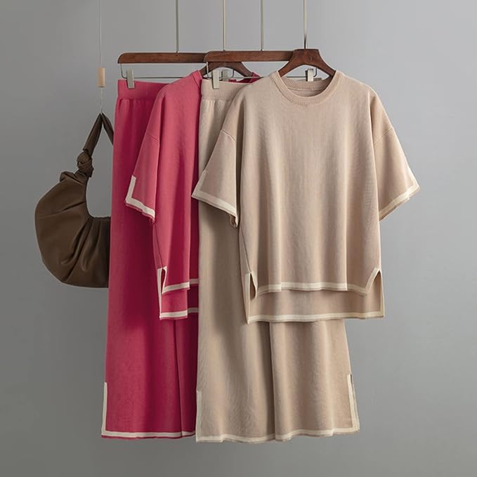Valenzora | Elegant short-sleeved two-piece set made of ice silk
