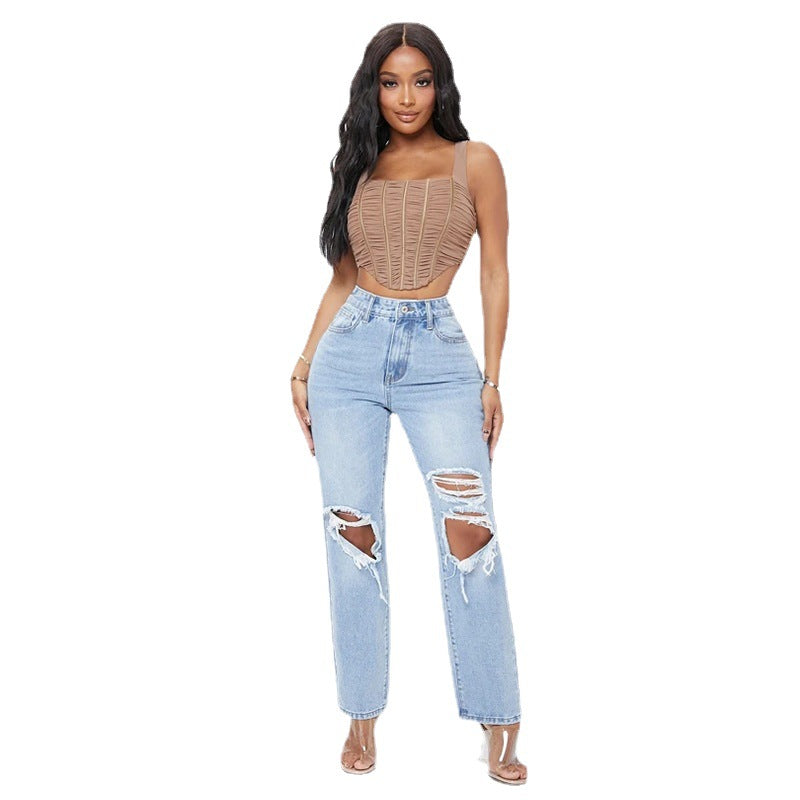 Valenzora women's high-waisted jeans with wash