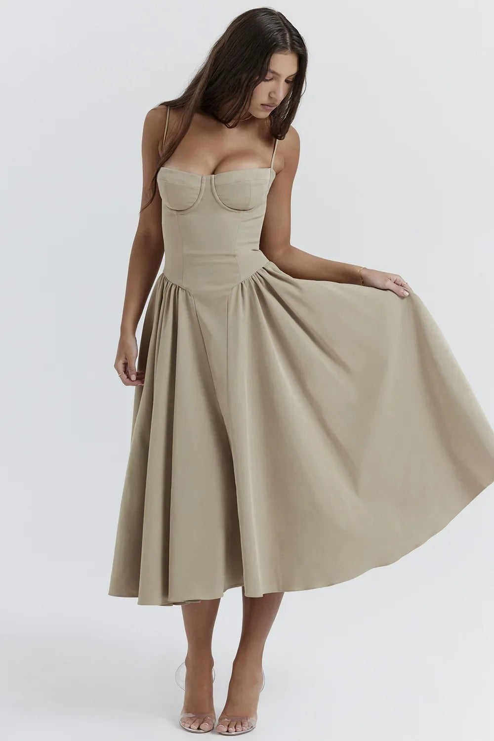 Valenzora | Ärmelloses Midikleid mit Korsett-Passform