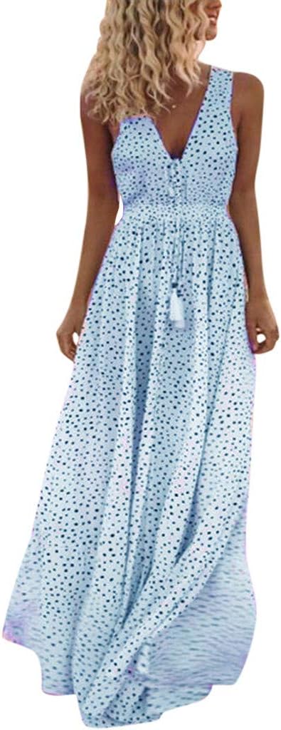 Valenzora | Bohemian patchwork dress with V-neck and A-line in polka dots